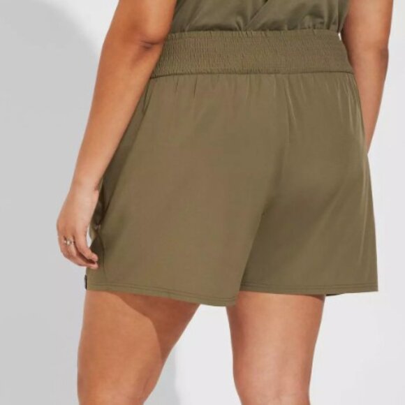 Torrid Happy Camper Dusty Olive Stretch Woven Active Shorts 0826 - Picture 7 of 11